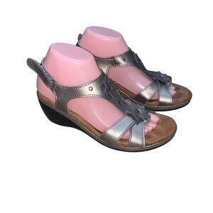 Thom McAn Women's Size 8 Wanda Slingback Sandals Bronze Leather Upper Floral